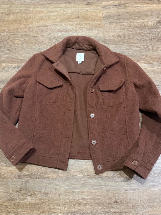 Joie Jackets & Blazers - Joie Brown Cropped Shirt Jacket Small Button Front Fuzzy Brown